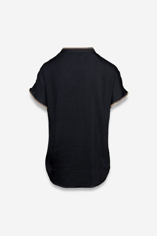Whipstitch Drop Shoulder Regular Blouse
