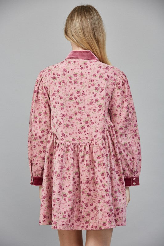 Zigzag Emb Smocked Bodice Detail Floral Print