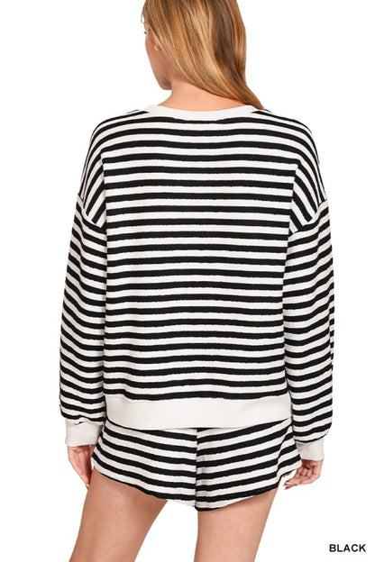 Striped Pullover & Shorts Set