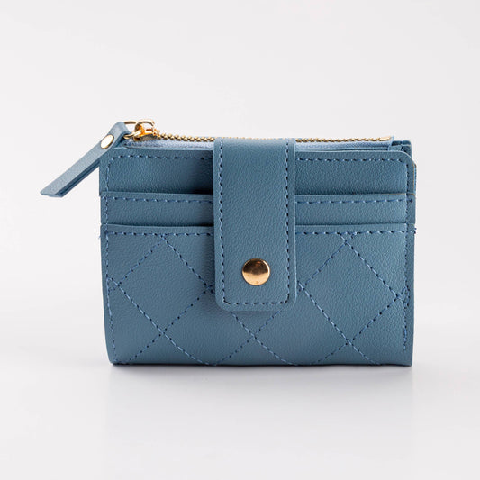 Compact Diamond-Stitched Pattern ID Window Wallet