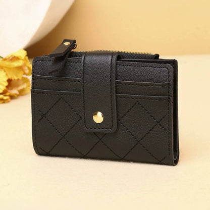 Hana - Compact Diamond-Stitched Pattern ID Window Wallet