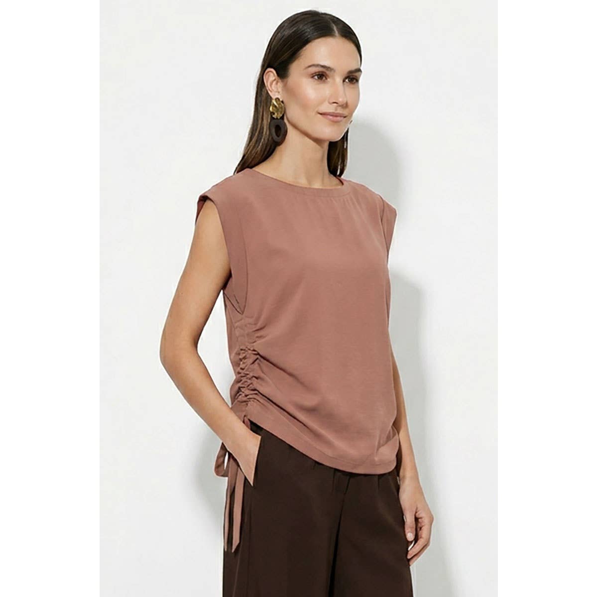 Naked Zebra - Ruched Side Short Sleeve Top