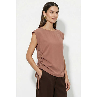 Naked Zebra - Ruched Side Short Sleeve Top