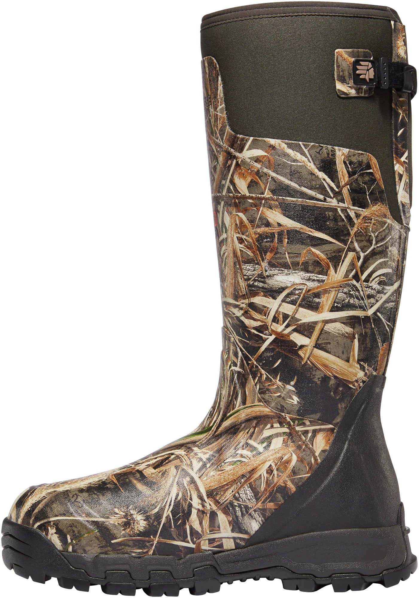 Camouflage hunting boot on a white background