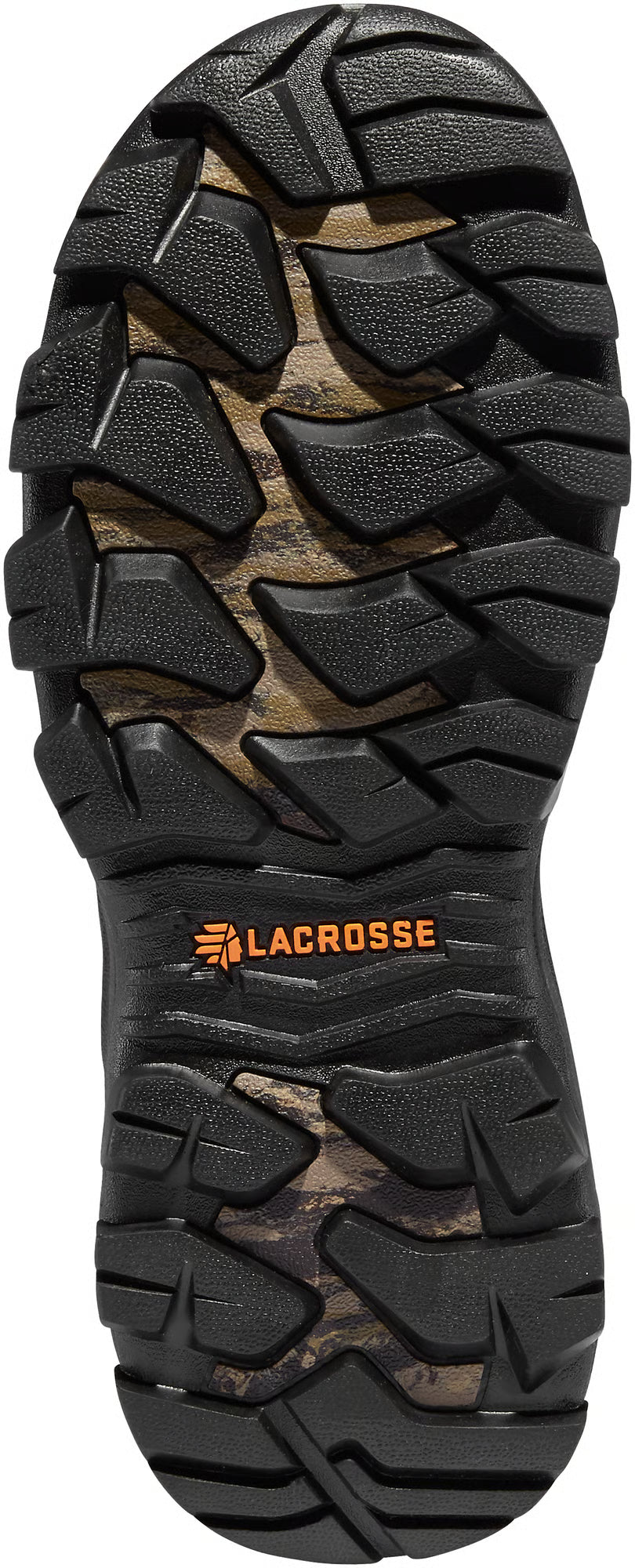 Close-up of a black and brown shoe sole with 'Lacrosse' branding.