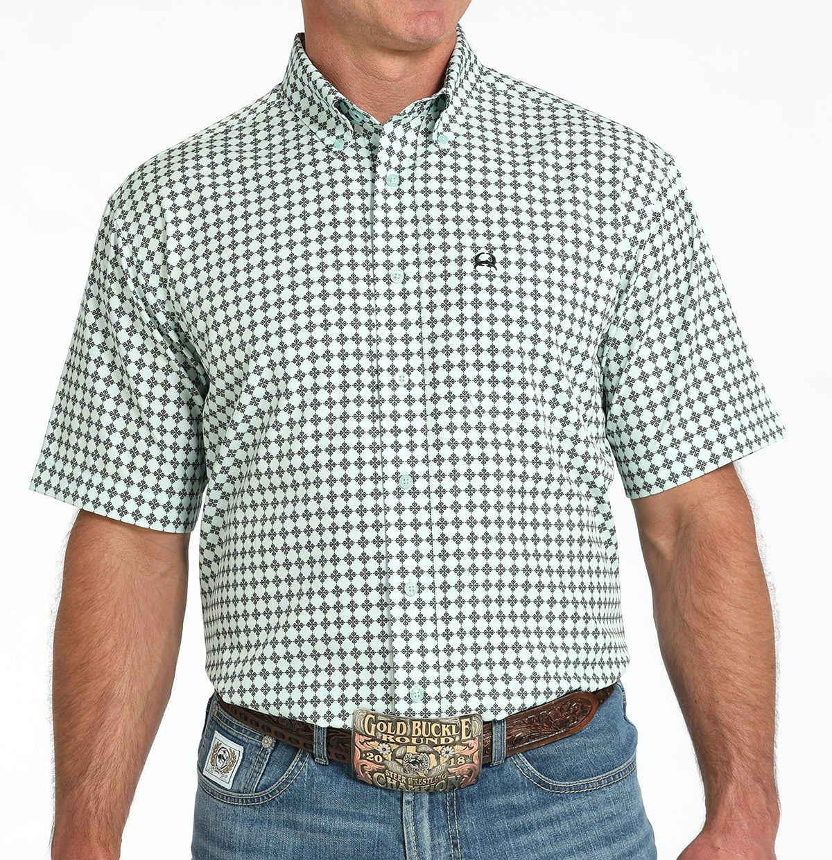 Cinch ArenaFlex Estampado Verde Claro - Camisa de Hombre