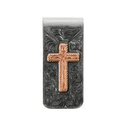 3D Mens Metal Money Clip Copper Cross Multicolor