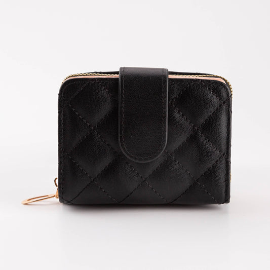 Diamond-Stitched Pattern Multi Slot  ID Window Wallet