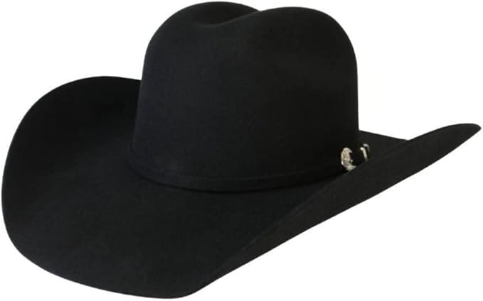 BLACK COWBOY HAT WITH WHITE BACKGROUND 