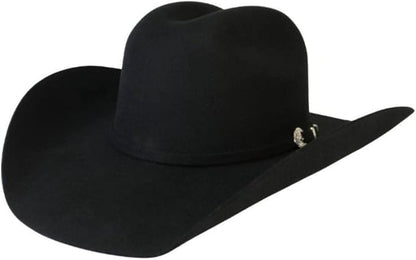 BLACK COWBOY HAT WITH WHITE BACKGROUND 