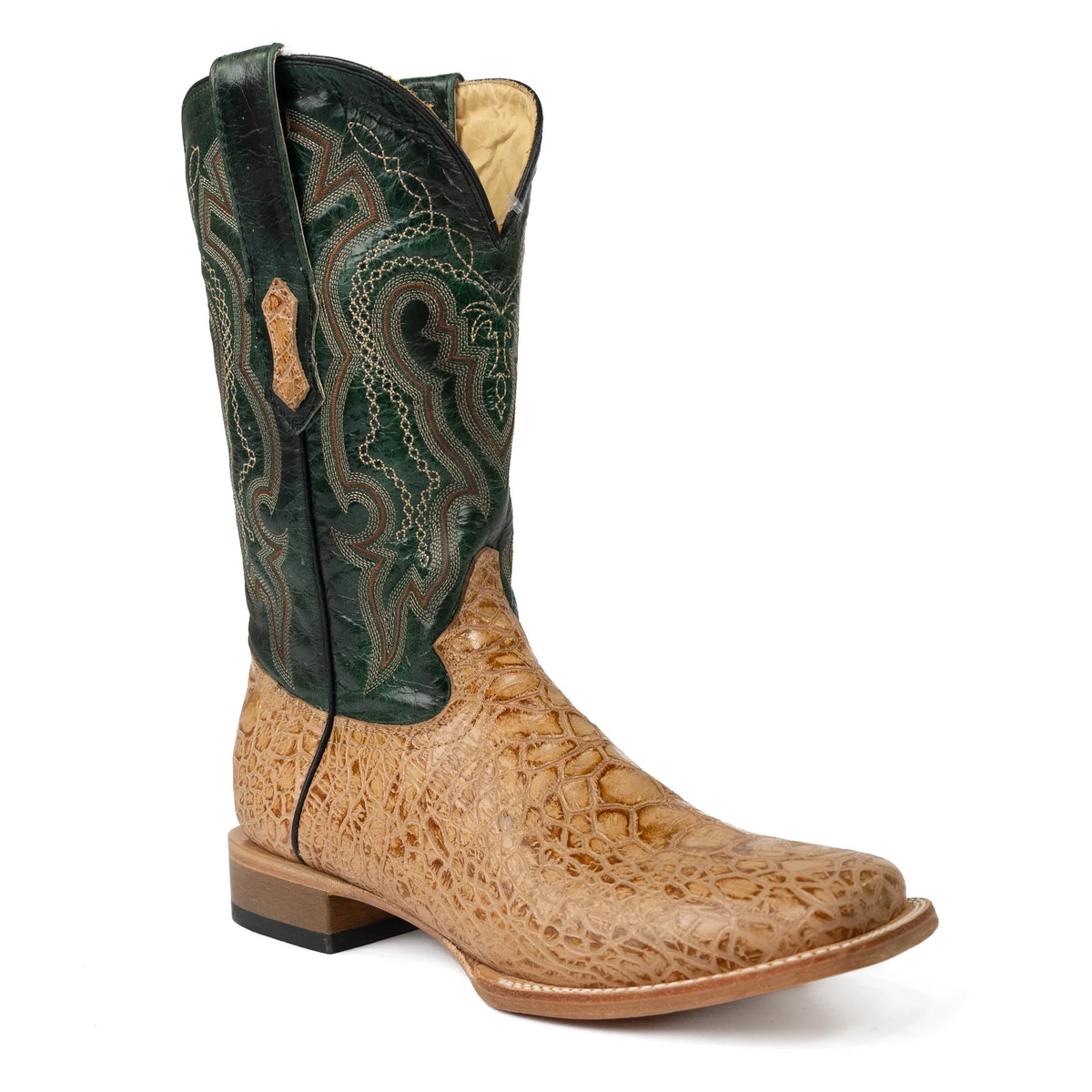 Cowtown Men's Sea Turtle Tan Print Square Toe Boots Q6042