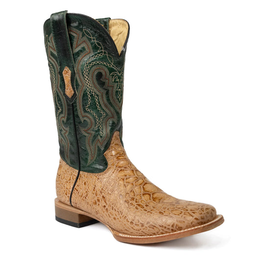 Cowtown Men's Sea Turtle Tan Print Square Toe Boots Q6042