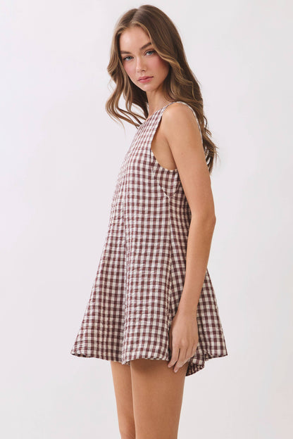 Reminiscence - Gingham Sleeveless Baby doll Romper - RD304-1