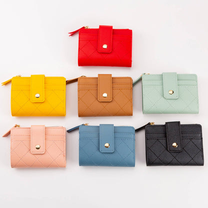 Hana - Compact Diamond-Stitched Pattern ID Window Wallet
