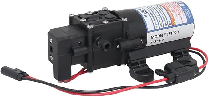 Everflo EF1000-BOX 12V Diaphragm Pump with 3/8" Hose Barb Ports, 1.0 Gpm