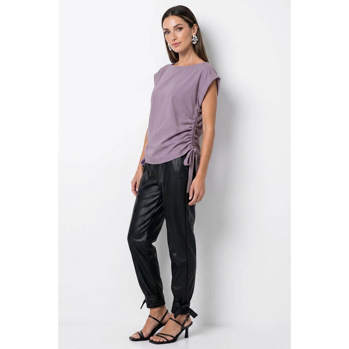 Naked Zebra - Ruched Side Short Sleeve Top