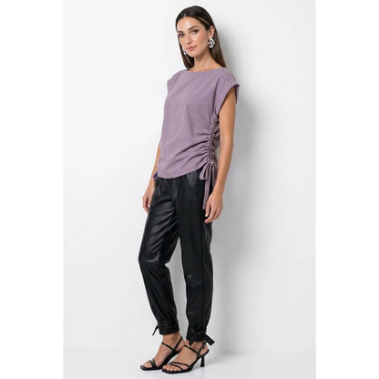 Naked Zebra - Ruched Side Short Sleeve Top