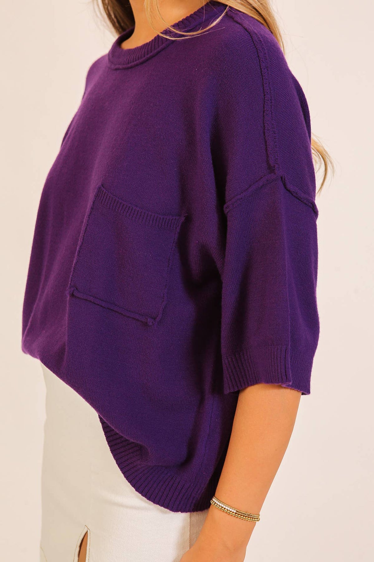 TIMING - Short Sleeve Pocket Knit Sweater