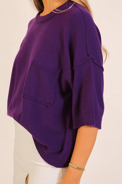 TIMING - Short Sleeve Pocket Knit Sweater
