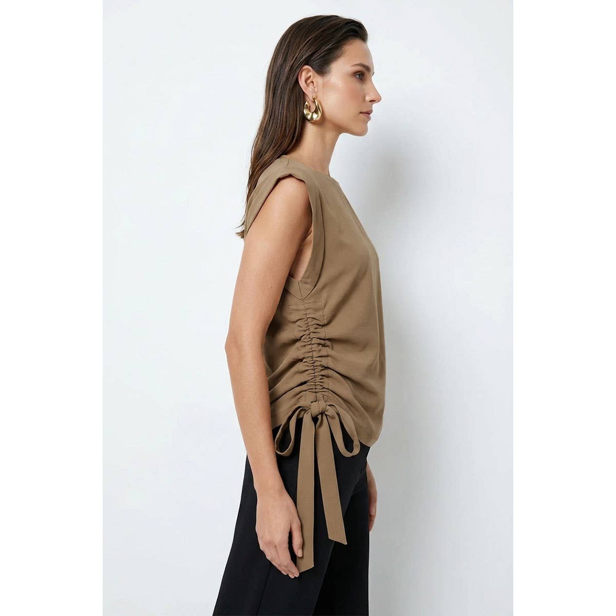 Naked Zebra - Ruched Side Short Sleeve Top