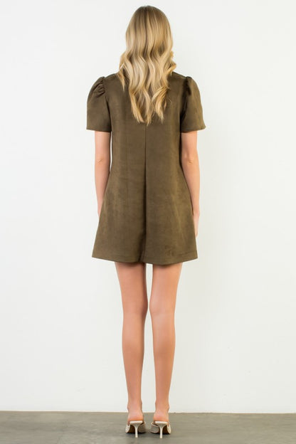 Short Sleeve Suede Dress