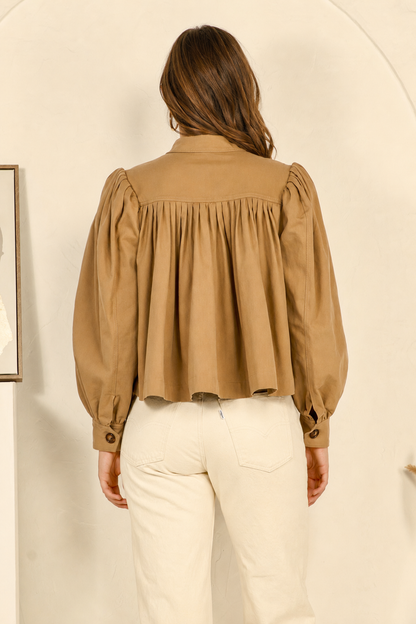 Reminiscence - Cotton Blend Cape Cropped Bomber Jacket RT169