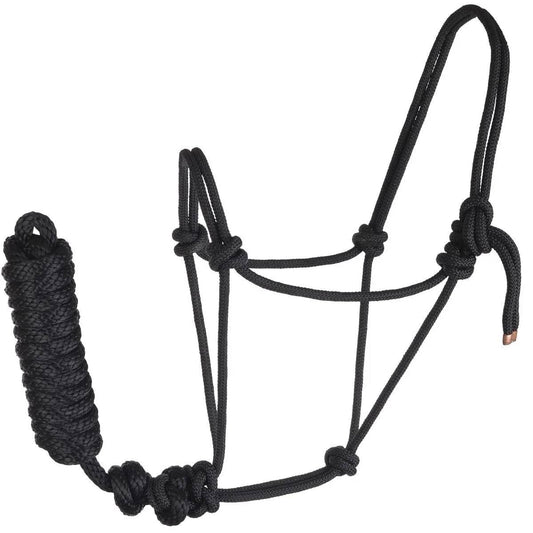 ROPE HALTER BLK WITH LEAD