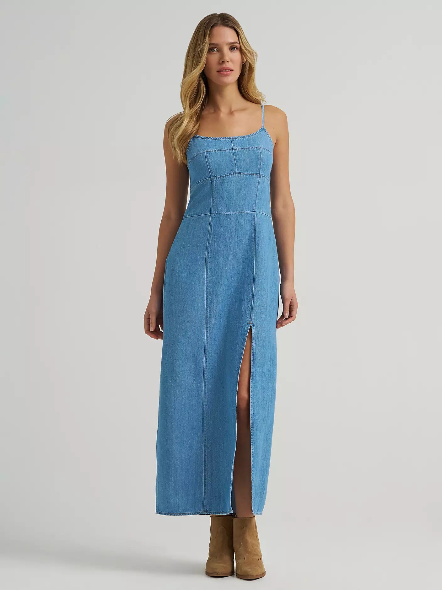 white christmas dresses Wrangler Women's Denim Slit Front Maxi Dress