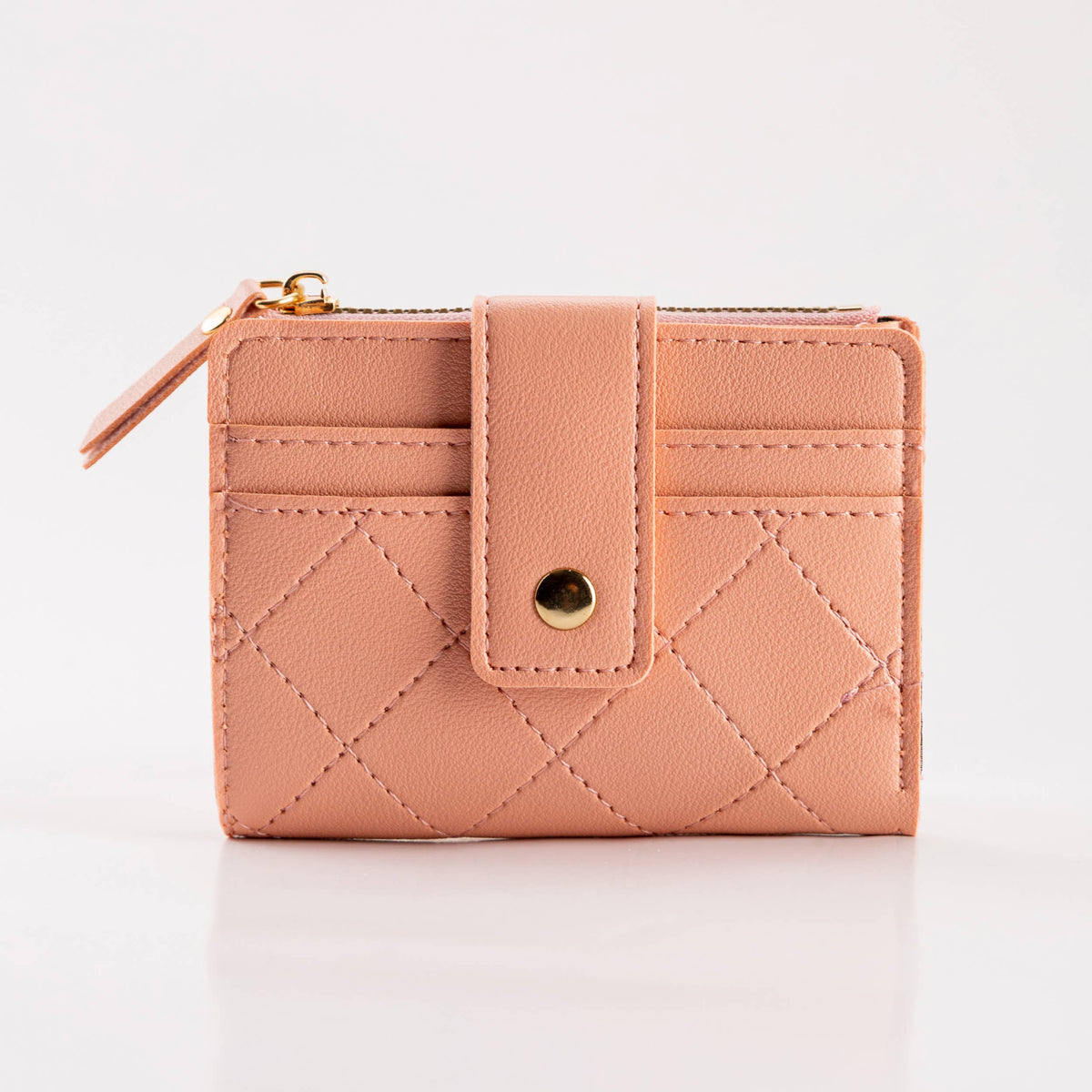 Hana - Compact Diamond-Stitched Pattern ID Window Wallet