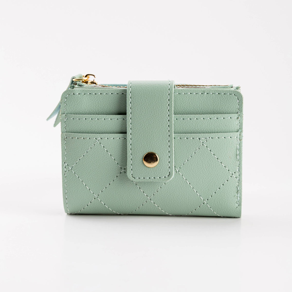 Hana - Compact Diamond-Stitched Pattern ID Window Wallet