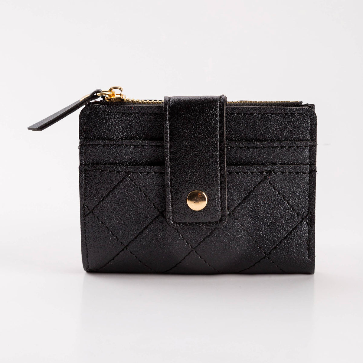 Hana - Compact Diamond-Stitched Pattern ID Window Wallet