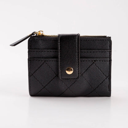 Hana - Compact Diamond-Stitched Pattern ID Window Wallet