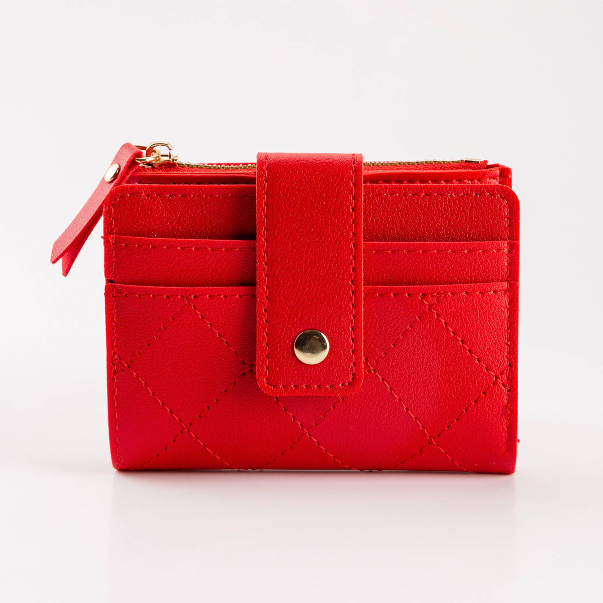 Hana - Compact Diamond-Stitched Pattern ID Window Wallet