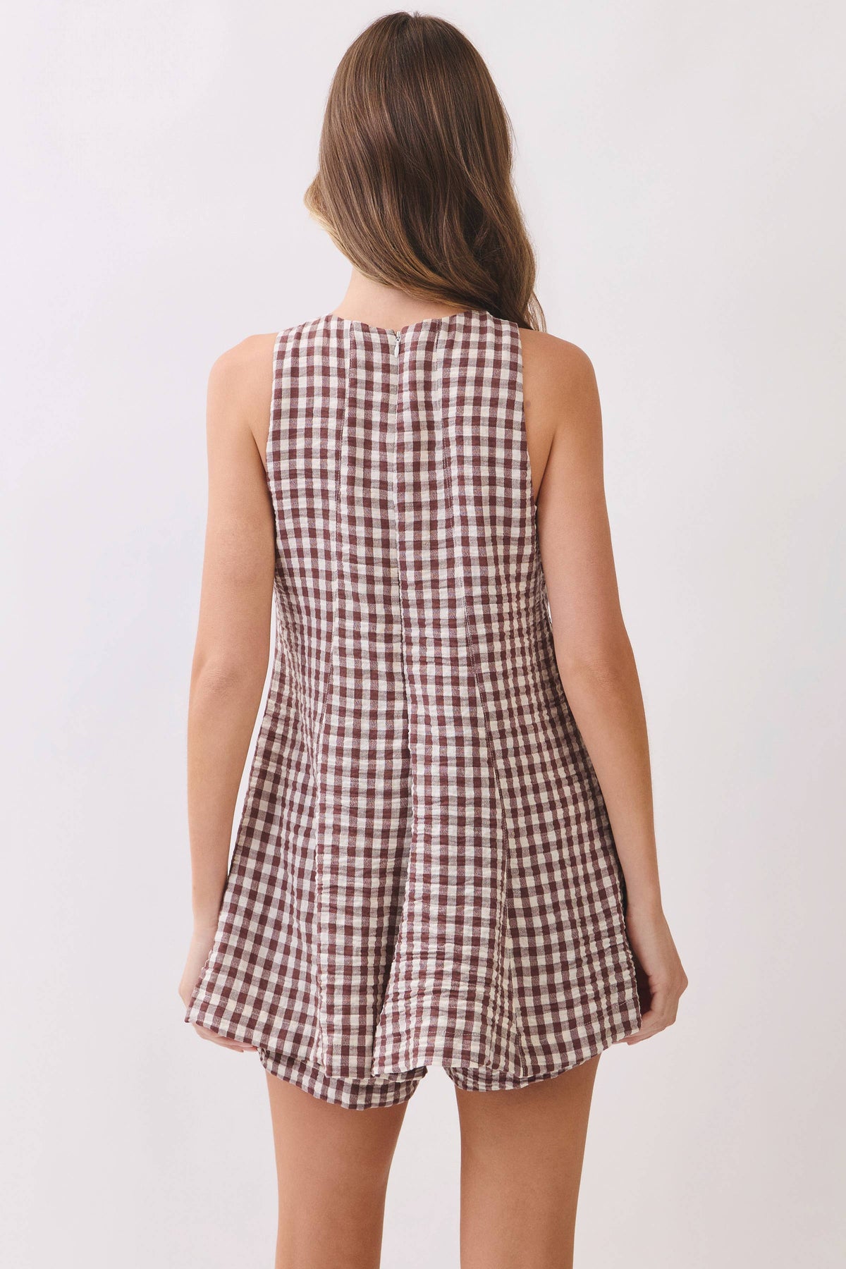 Reminiscence - Gingham Sleeveless Baby doll Romper - RD304-1