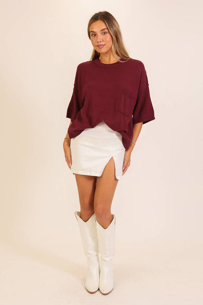 TIMING - Short Sleeve Pocket Knit Sweater