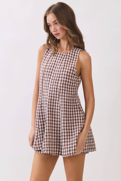 Reminiscence - Gingham Sleeveless Baby doll Romper - RD304-1