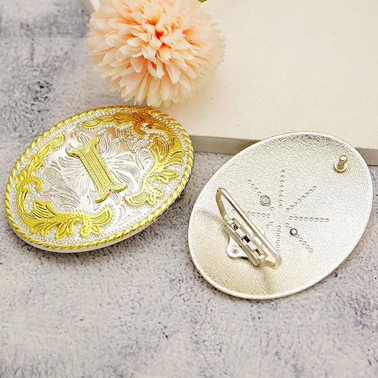 OVAL ROPE EDGE INITIAL (I) BELT BUCKLE