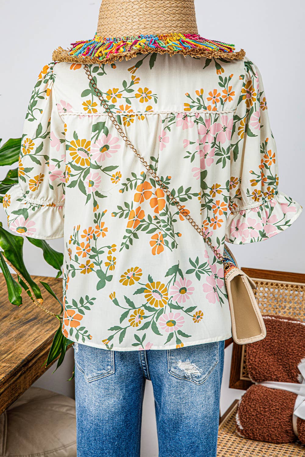 Summer Fashion Crochet Boho Half Sleeve Floral Blouse