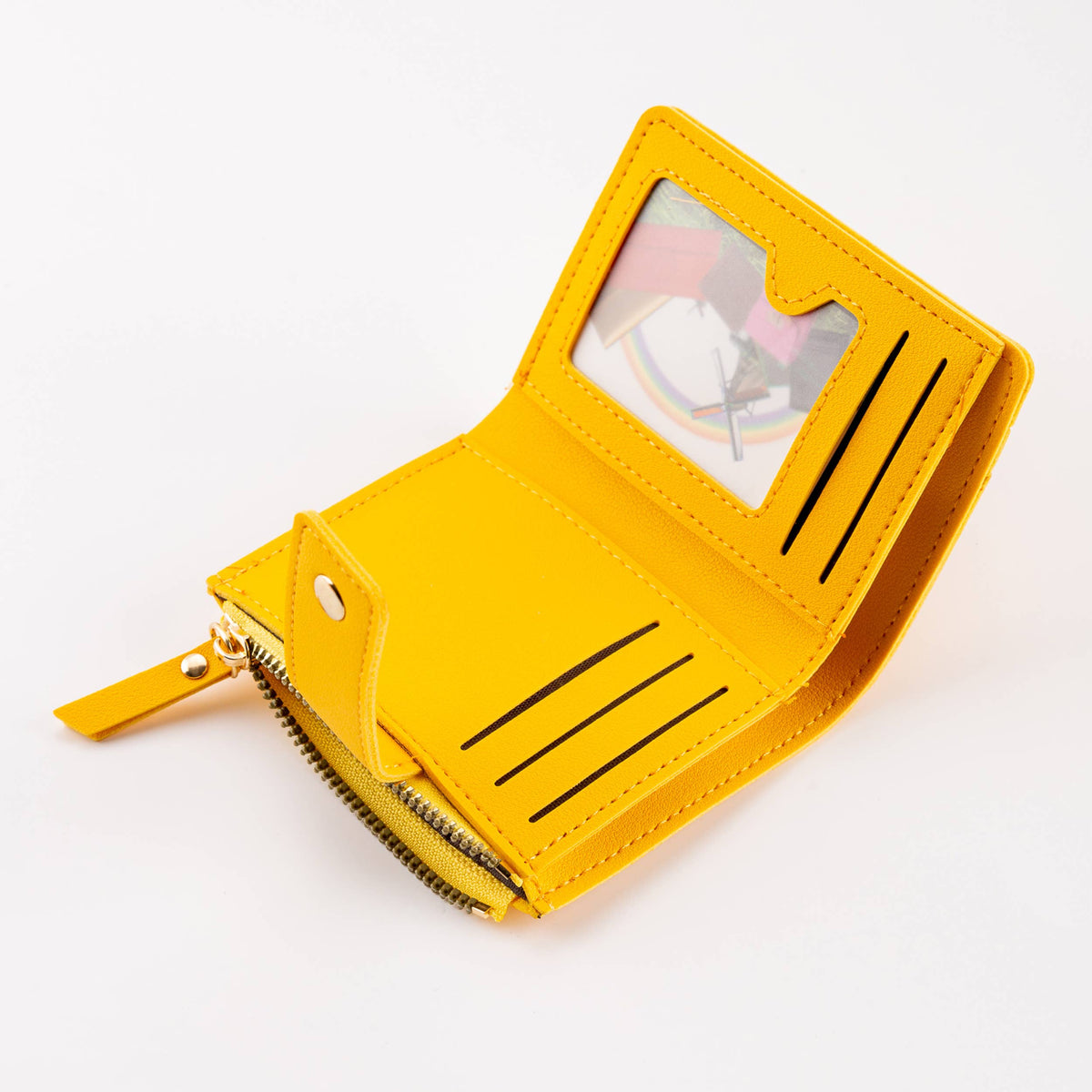 Hana - Compact Diamond-Stitched Pattern ID Window Wallet