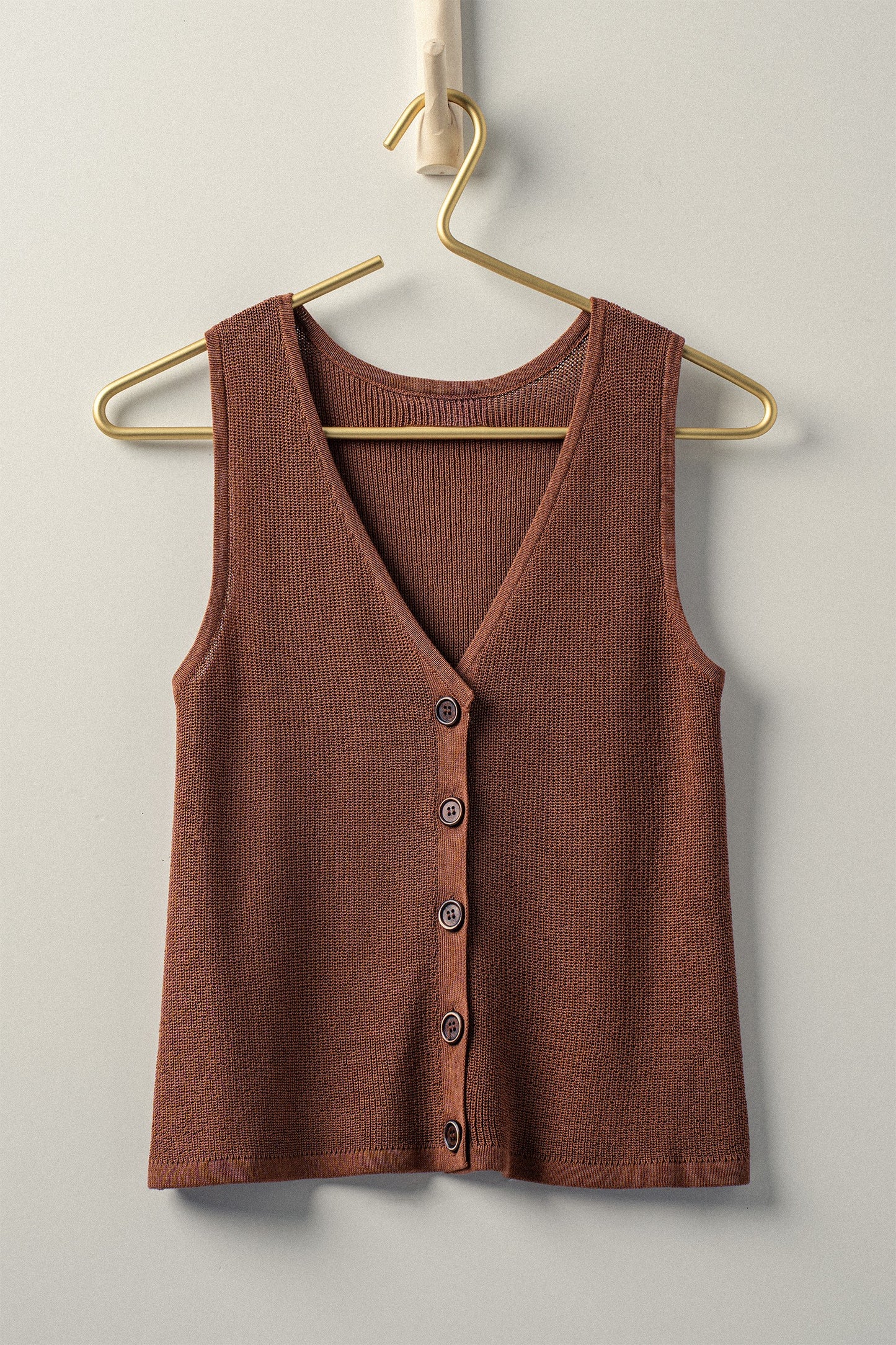 Button-front Casual Knit Vest For Summer