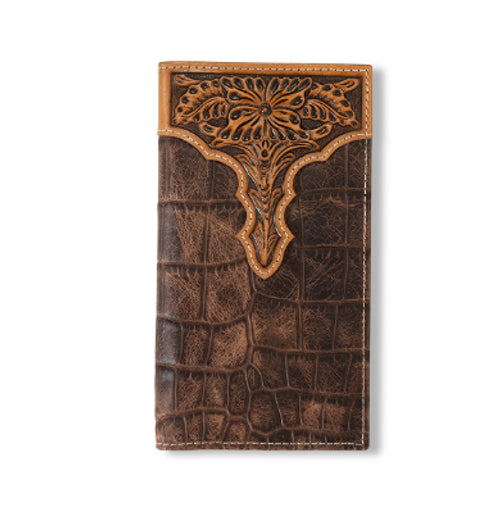 Ariat Rodeo Wallet Croc Floral Embossed Brown