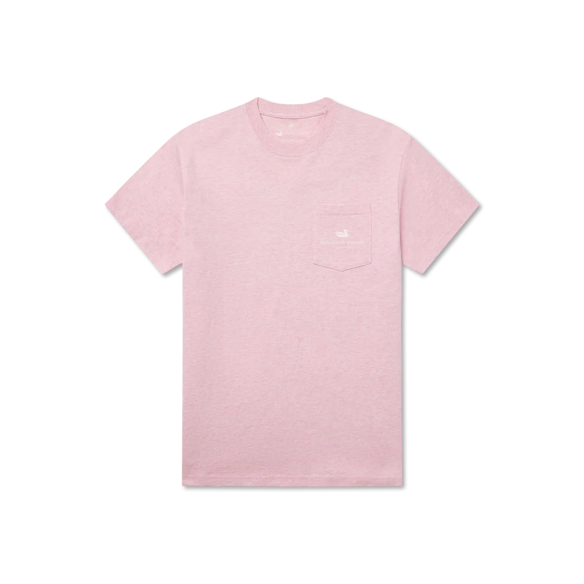Light pink short sleeve t-shirt with front chest pocket and subtle graphic logo