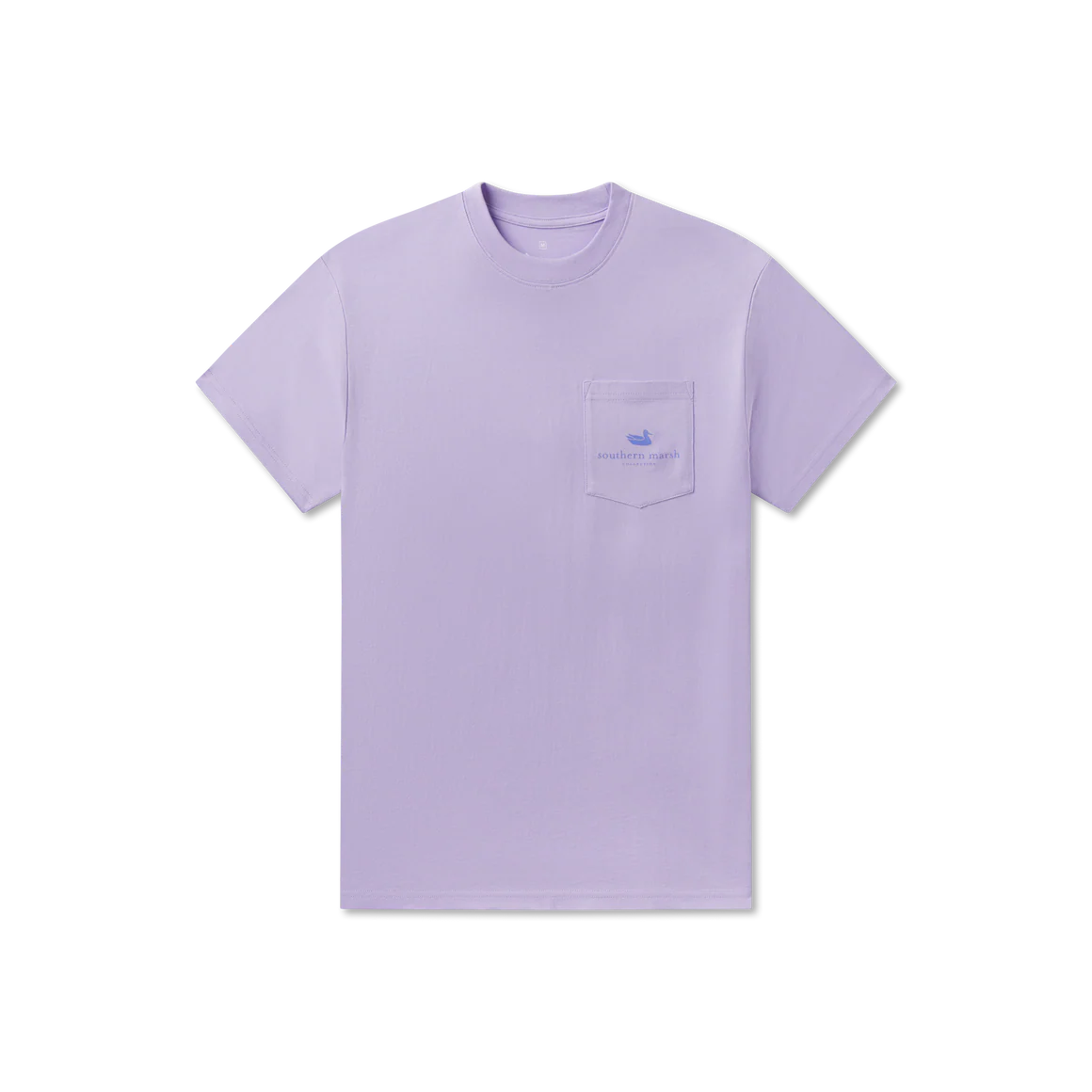 Lavender t-shirt with a small pocket on a white background