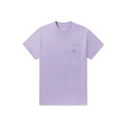 Lavender t-shirt with a small pocket on a white background
