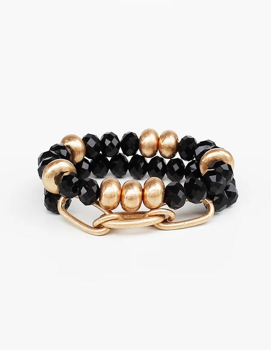BLACKWOOD CRYSTAL GOLD STACKABLE BRACLETS