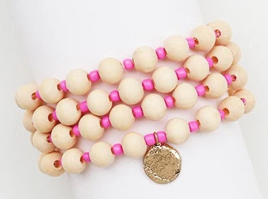 WOOD BEAD MULTI BEAD BRACELET