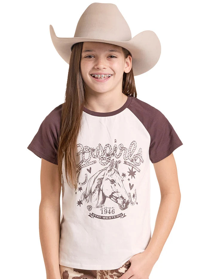 GIRL WITH TAN SHIRT AND COWBOY HAT WITH WHITE BACKGROUND