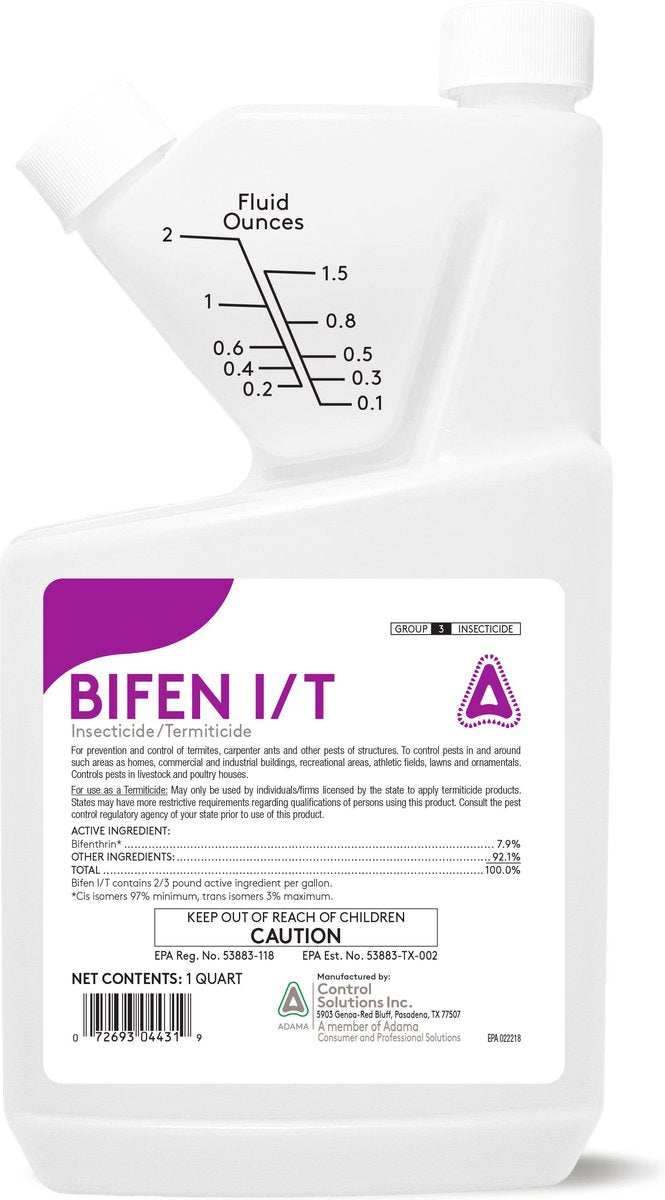 Bifen I/T insecticide termiticide measuring bottle with labeled fluid ounces markings.