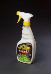 Insect repellent spray bottle with trigger nozzle on dark background