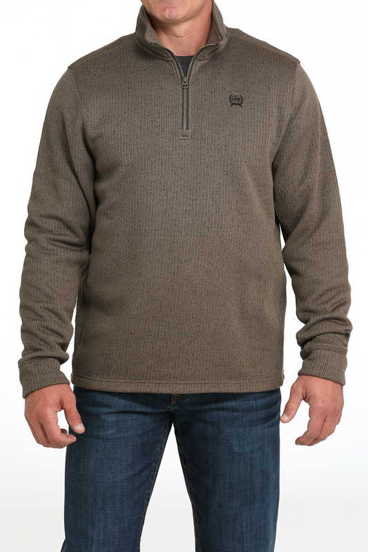 CINCH BROWN 1/4 ZIP SWEATER - MEN SWEATER
